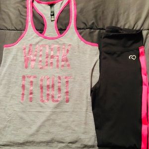 Aeropostale pink black workout outfit 3 items